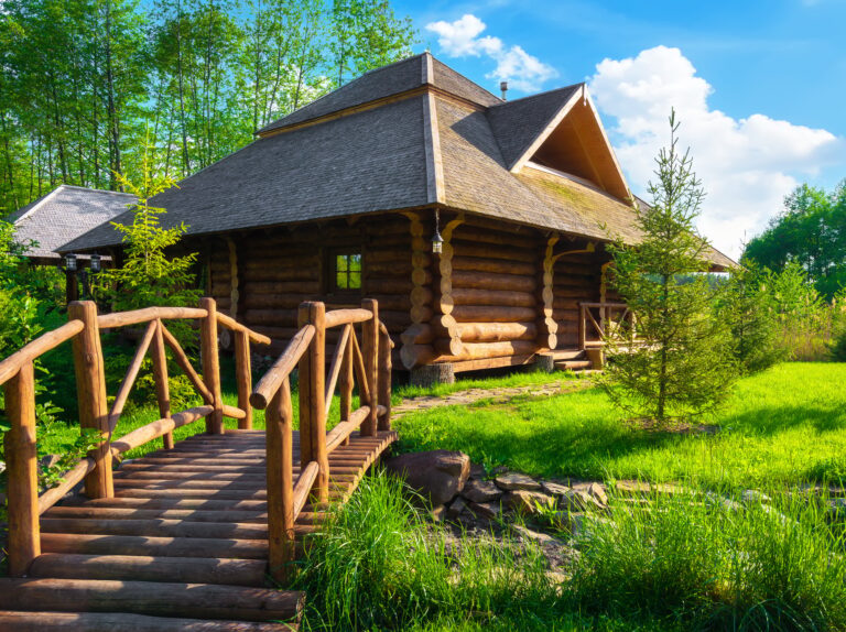 Wooden house in forest